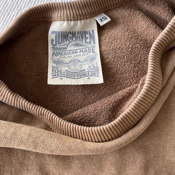 Jungmaven Crux Cropped Terry Sweatshirt / Sweater in Coyote, Size XS - Picture 9 of 14